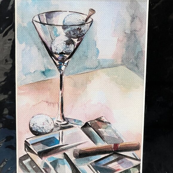 Artist Heather French GOLFTINI Golf Martini Matted Ready to Frame LE 22/50 Gift - Picture 2 of 7